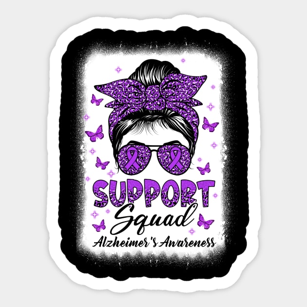 Support Squad Messy Bun Butterfly Alzheimer's Awareness Sticker by James Green